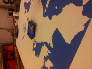 Starting to paint the ocean around the countries.